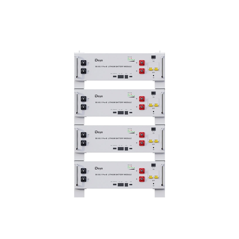 SE-G5.1-PRO-B — АКБ Deye SE-G5.1-PRO-B — LiFePO4, 51,2 В / 100 Ач (5,12 кВт·ч), Стопка из четырёх модулей на комплектных уголках — 20,5 кВт·ч