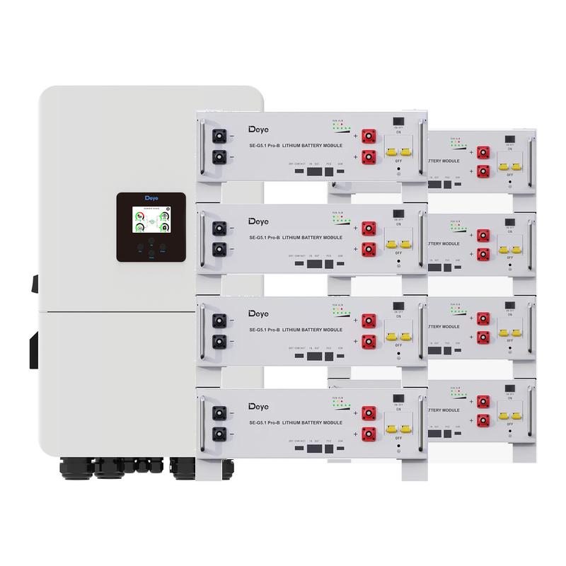 Комплект Deye 20 кВт и 40,96 кВт·ч: инвертор SUN-20K-SG05LP3 и восемь батарей SE-G5.1 Pro-B