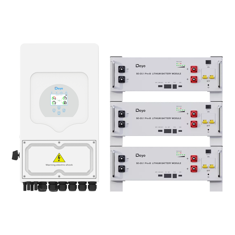 Комплект Deye 5 кВт и 15,36 кВт·ч: инвертор SUN-5K-SG05LP1 и три батареи SE-G5.1 Pro-B
