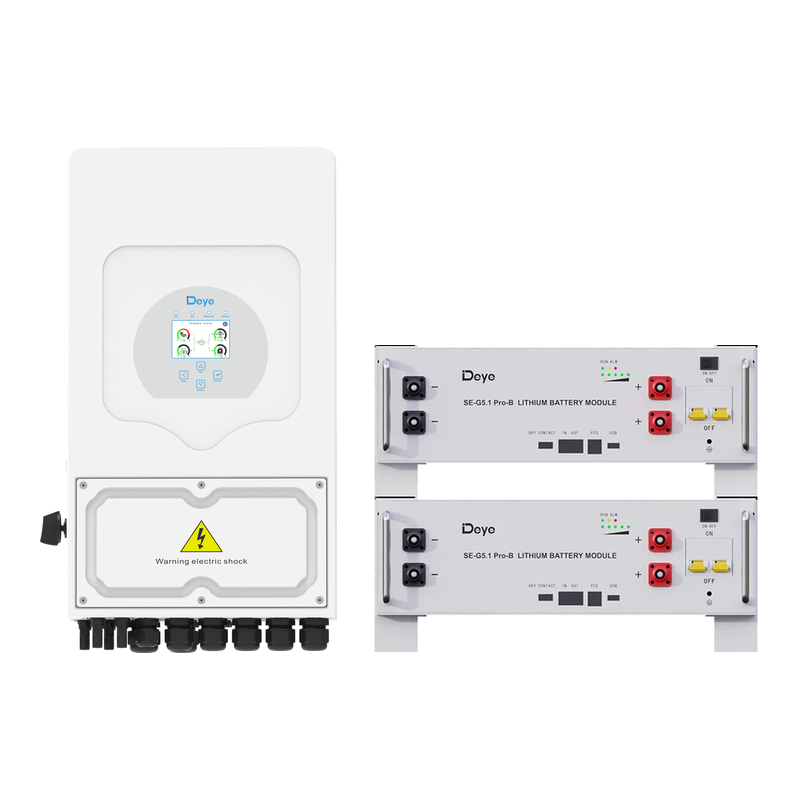 Комплект Deye 6 кВт и 10,24 кВт·ч: инвертор SUN-6K-SG05LP1 и две батареи SE-G5.1 Pro-B